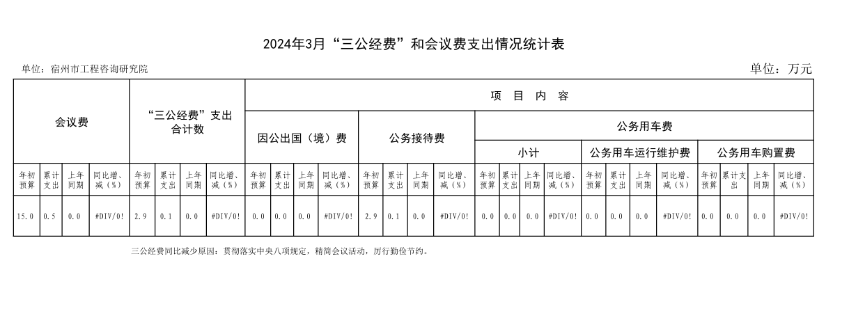 2024年3月三公经费和会议费支出情况统计表